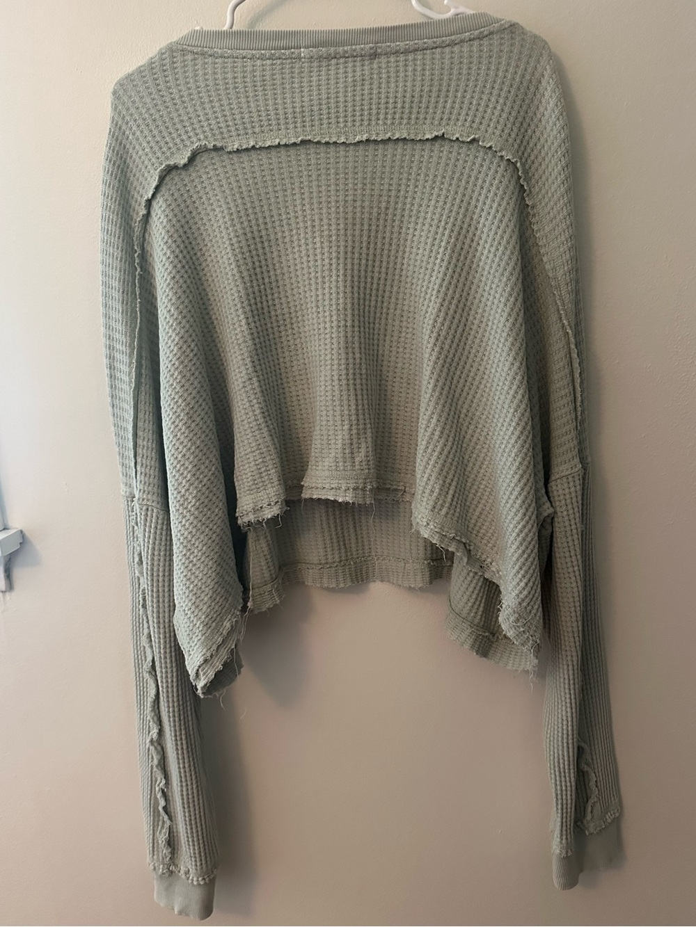 Altar’d state light blue waffle knit over the shoulder crop top - Picture 3 of 8